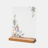 赤ちゃんシャワーおむつラッフルワイルドベリー&フラワー アクリルサイン (傾斜)