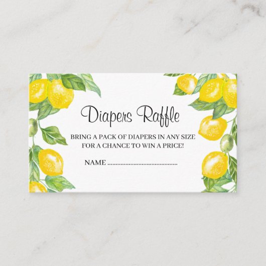 赤ちゃんシャワーおむつラッフル エンクロージャーカード (正面)