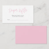赤ちゃんシャワーおむつラッフル、クリエイティブピンクスクリプト エンクロージャーカード (正面/裏面)