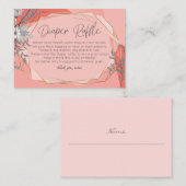 赤ちゃんシャワーおむつラッフル | トレンディーサンゴ幾何 エンクロージャーカード (正面/裏面)