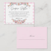 赤ちゃんシャワーおむつラッフル |ピンクローズフローラ エンクロージャーカード (正面/裏面)