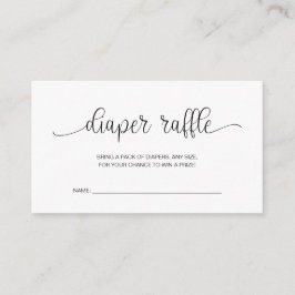 赤ちゃんシャワーおむつラッフル、手でレターブラック エンクロージャーカード