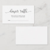 赤ちゃんシャワーおむつラッフル、手でレターブラック エンクロージャーカード (正面/裏面)