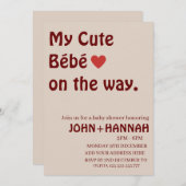 赤ちゃんシャワーおもしろいの途中でかわいいベベ 招待状 (正面/裏面)