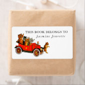 赤ちゃんシャワーおもしろいギフト猫レトロ車の子供 ラベル (インサイチュ)