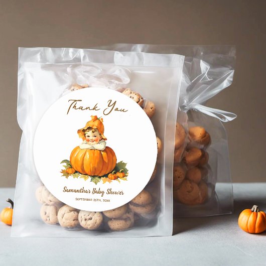 赤ちゃんシャワーお願いリトルカボチャガーリー ラウンドシール