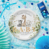 赤ちゃんシャワーかわいいアフリカの動物の緑 ペーパープレート (パーティー)