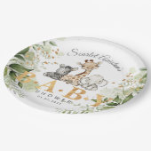 赤ちゃんシャワーかわいいアフリカの動物の緑 ペーパープレート (アングル)