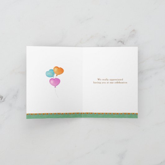 赤ちゃんシャワーかわいいサイの水色サンキューカード サンキューカード (内部)