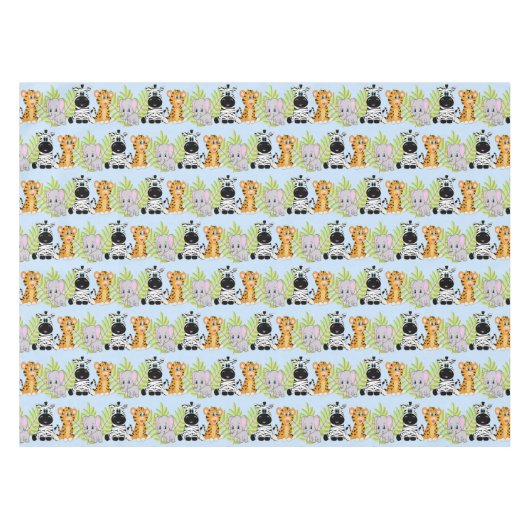 赤ちゃんシャワーかわいいサファリジャングル動物 テーブルクロス (正面(横))