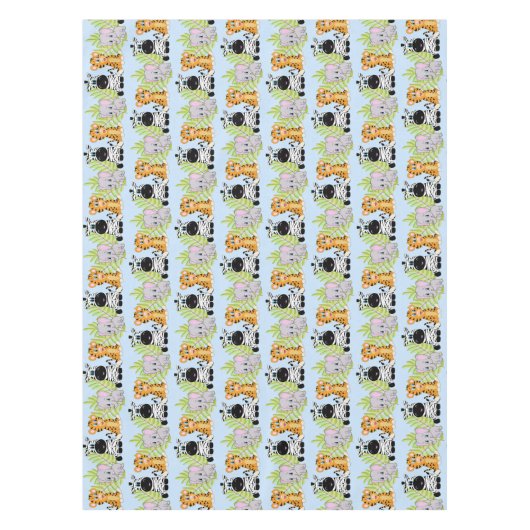 赤ちゃんシャワーかわいいサファリジャングル動物 テーブルクロス (正面)