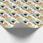 赤ちゃんシャワーかわいいサファリジャングル動物 ラッピングペーパー (角)