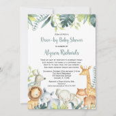 赤ちゃんシャワーかわいいサファリ動物 招待状 (正面)