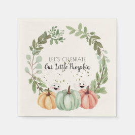 赤ちゃんシャワーかわいいハロウィーンの水の色のカボチャ スタンダードカクテルナプキン