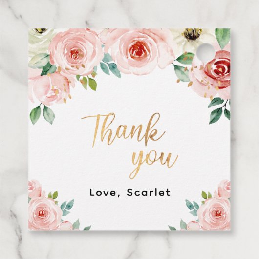 赤ちゃんシャワーかわいいヒポタマスありがとう フェイバータグ (裏面)