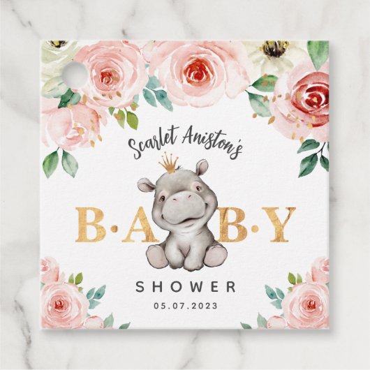 赤ちゃんシャワーかわいいヒポタマスありがとう フェイバータグ (正面)