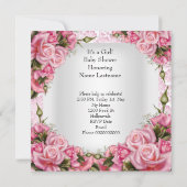 赤ちゃんシャワーかわいいベビーガールピンクローゼベビーガール2 招待状 (裏面)
