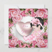 赤ちゃんシャワーかわいいベビーガールピンクローゼベビーガール2 招待状 (正面)