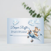 赤ちゃんシャワーかわいいベビーベアパイロットブルー飛行機 エンクロージャーカード (スタンド正面)