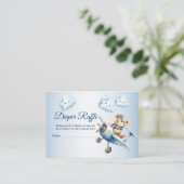 赤ちゃんシャワーかわいいベビーベアパイロットブルー飛行機 エンクロージャーカード (スタンド正面)