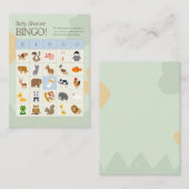 赤ちゃんシャワーかわいい動物ビンゴゲームカード エンクロージャーカード (正面/裏面)