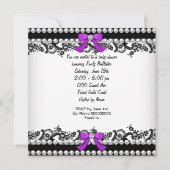 赤ちゃんシャワーかわいい女の子ゼブラプラムパール3 招待状 (裏面)