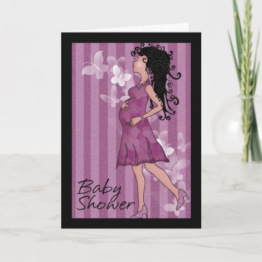 赤ちゃんシャワーかわいい妊娠ママ 招待状 (正面)