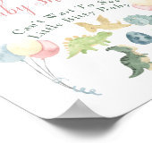 赤ちゃんシャワーかわいい恐竜ママ名ピンクへようこそ ポスター (角)