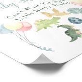 赤ちゃんシャワーかわいい恐竜ママ名ブルーウェルカム ポスター (角)