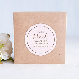 赤ちゃんシャワーかわいい書道スクリプトピンクの治療 ラウンドシール