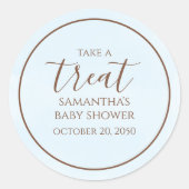 赤ちゃんシャワーかわいい書道スクリプトブルートリート ラウンドシール (正面)