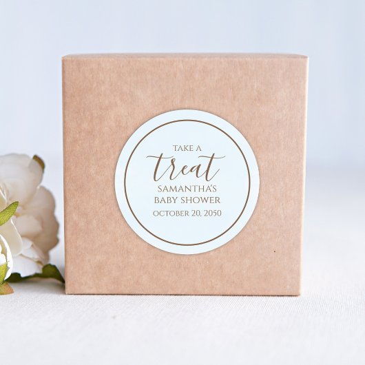 赤ちゃんシャワーかわいい書道スクリプトブルートリート ラウンドシール