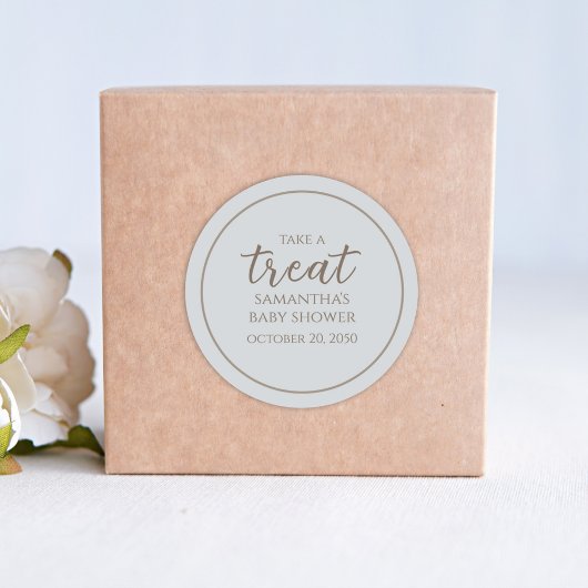 赤ちゃんシャワーかわいい書道スクリプトヴィンテージブルー ラウンドシール