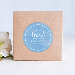 赤ちゃんシャワーかわいい水色ブルーお洒落トリート ラウンドシール