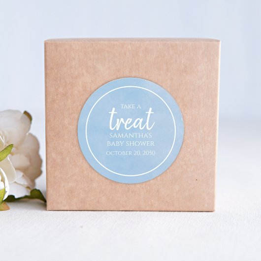 赤ちゃんシャワーかわいい水色ブルーお洒落トリート ラウンドシール