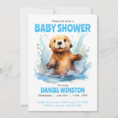 赤ちゃんシャワーかわいい海のオーターパーソナライズされた水 招待状 (正面)