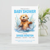 赤ちゃんシャワーかわいい海のオーターパーソナライズされた水 招待状 (スタンド正面)