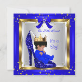 赤ちゃんシャワーかわいい男の子プリンス王室のブルーシューズ4 招待状 (正面)