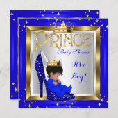 赤ちゃんシャワーかわいい男の子プリンス王室のブルーシューズD2 招待状 (正面/裏面)