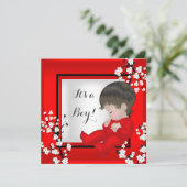 赤ちゃんシャワーかわいい男の赤ちゃんレッドブロッサムC 招待状 (スタンド正面)