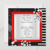 赤ちゃんシャワーかわいい男の赤ちゃん赤い花2 AM 招待状 (裏面)