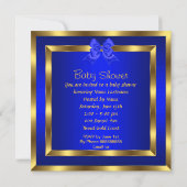 赤ちゃんシャワーかわいい男王室の子ブルーシューヒョウ 招待状 (裏面)