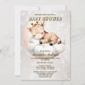 赤ちゃんシャワーかわいい眠りベビーキリン動物 招待状 (正面)