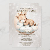 赤ちゃんシャワーかわいい眠りベビーキリン動物 招待状 (正面/裏面)