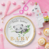 赤ちゃんシャワーかわいい眠るパンダ緑 ペーパープレート (パーティー)