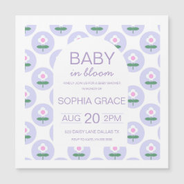 赤ちゃんシャワーかわいい紫ピンクデイジー花カード