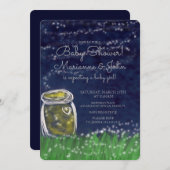 赤ちゃんシャワーかわいい蛍の風光明媚なビュースターズInvite 招待状 (正面/裏面)