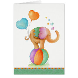 赤ちゃんシャワーかわいい象の水の色アートカード