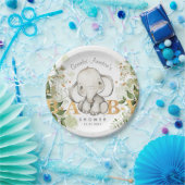 赤ちゃんシャワーかわいい象の緑 ペーパープレート (パーティー)