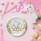 赤ちゃんシャワーかわいい象の緑 ペーパープレート (パーティー)